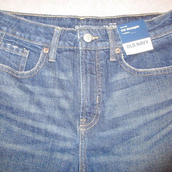 Old Navy Jean Shorts Womens Size 6 Dark High Rise Smoothing OG Straight Long NWT - Picture 2 of 8